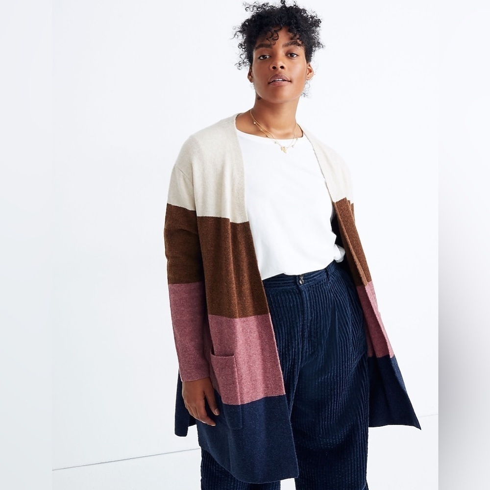 Madewell Kent‎ striped open cardigan color block XS wool alpaca blend sweater